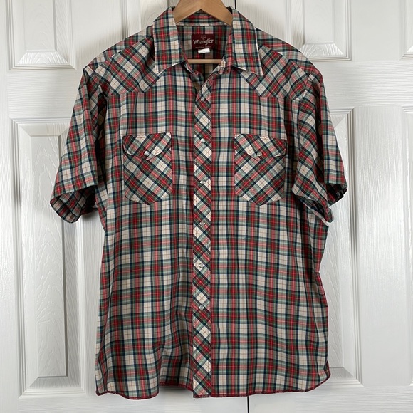 Wrangler cowboy pearl snap western short sleeve button down shirt, men’s XL - Picture 1 of 9